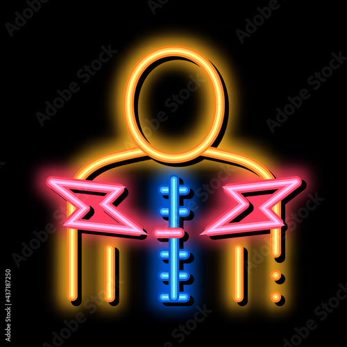 Spinal Pain neon light sign vector. Glowing bright icon Spinal Pain sign. transparent symbol illustration