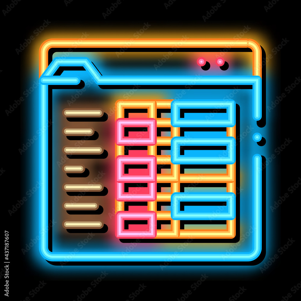 Student Statistics Folder neon light sign vector. Glowing bright icon Student Statistics Folder sign. transparent symbol illustration Student Statistics Folder neon light sign vector. Glowing bright icon Student Statistics Folder sign. transparent symbol illustration