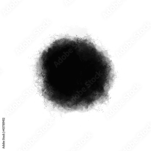 Abstract watercolor black spot, blurred circle, paint stroke. Design element and decoration, background.
