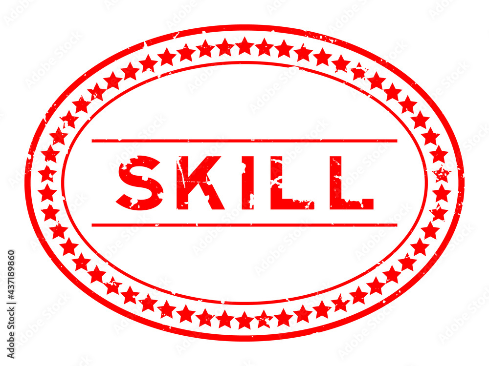 Grunge red skill word oval rubber seal stamp on white background Grunge red skill word oval rubber seal stamp on white background