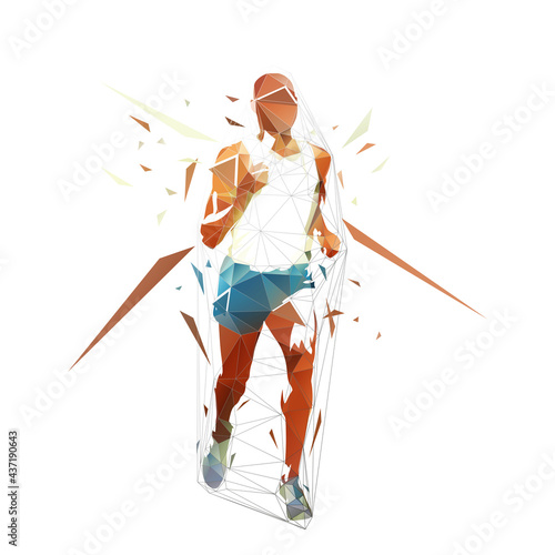 Running man. Low polygonal isolated geometric vector illustration from triangles. Marathon run