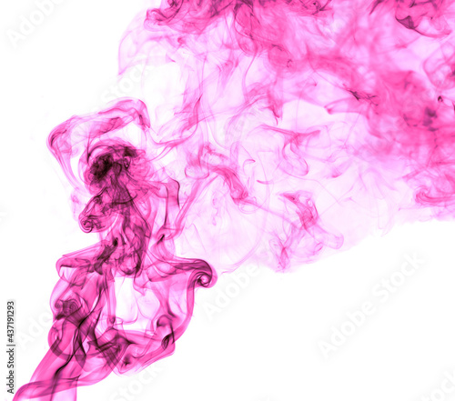 Pink smoke on a white background.