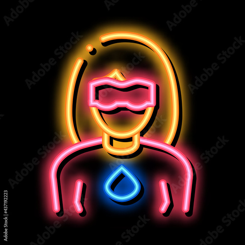 Super Hero Woman neon light sign vector. Glowing bright icon Super Hero Woman sign. transparent symbol illustration