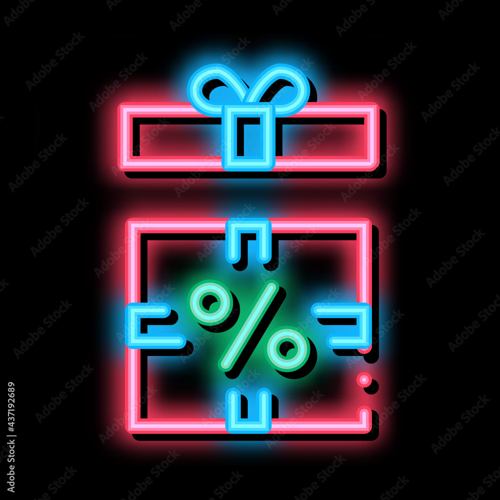 Open Interest Gift neon light sign vector. Glowing bright icon Open Interest Gift sign. transparent symbol illustration Open Interest Gift neon light sign vector. Glowing bright icon Open Interest Gift sign. transparent symbol illustration