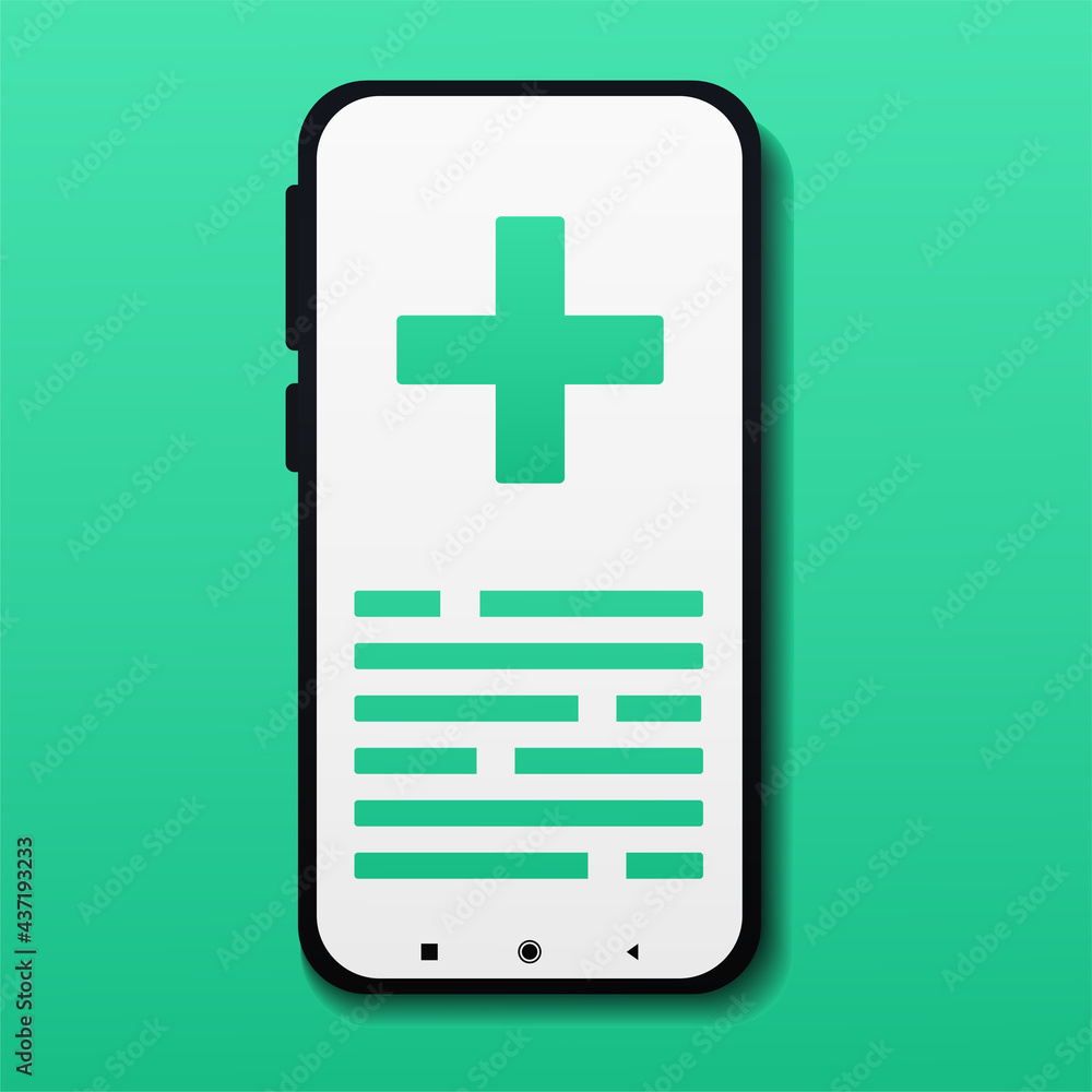 Fototapeta premium Smartphone with medical diagnosis on screen. Online medical record of the patient. Online treatment and consultation. Illustration vector