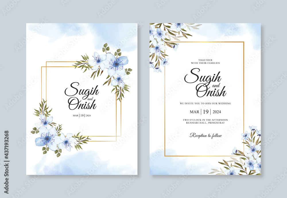Beautiful watercolor floral for wedding card template
