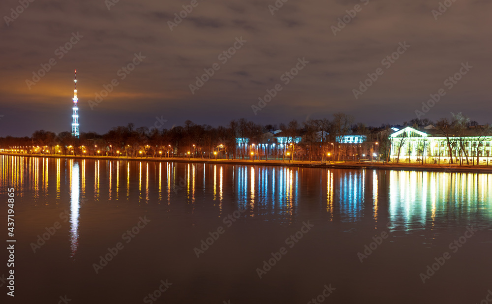 Neva in the night illumination