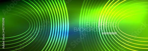 Dark abstract background with glowing neon circles. Trendy layout template for business or technology presentation  internet poster or web brochure cover  wallpaper