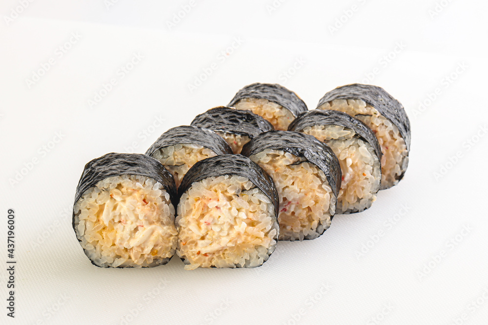 Japanese traditional roll with crab surimi Japanese traditional roll with crab surimi