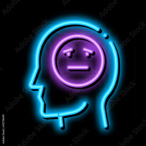 Man Melancholy Smiley neon light sign vector. Glowing bright icon Man Melancholy Smiley sign. transparent symbol illustration