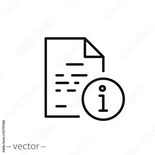 info document icon,instructions for use, terms of the contract, personal data or questionnaire, guarantee information, editable stroke vector illustration