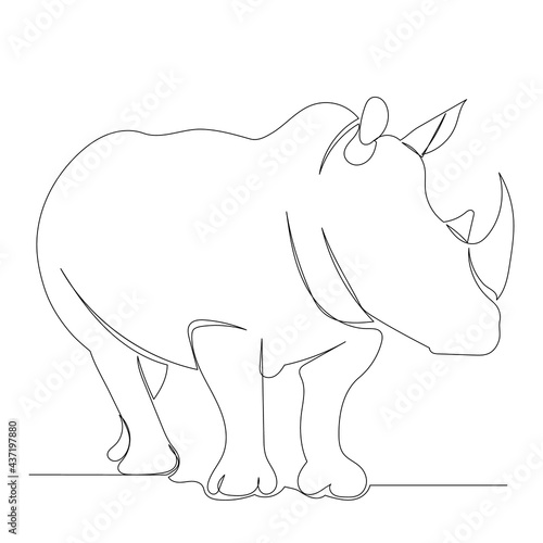 rhino one line drawing isolated