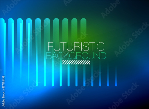 Bright neon color techno abstract background  shiny glowing neon lines in the dark background