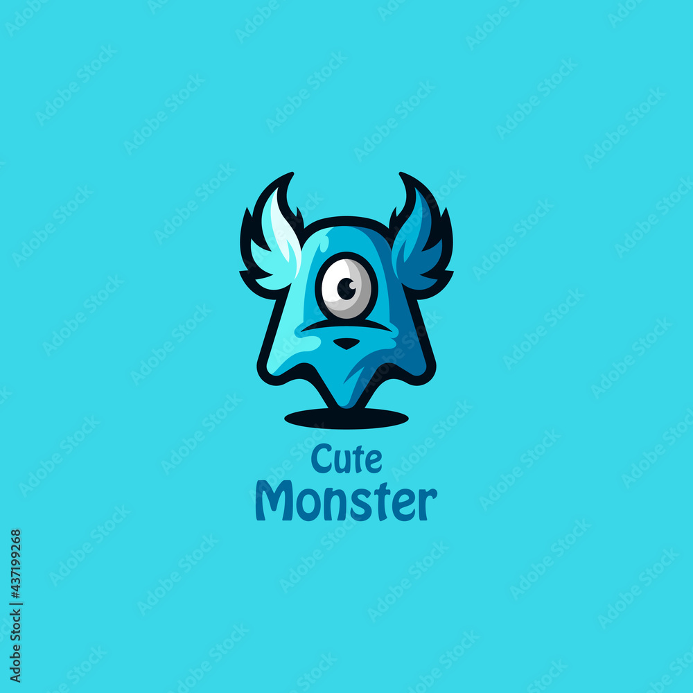 Cute monster vector logo template Cute monster vector logo template