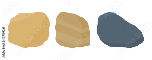 Brown and grey sandstone specimen illustration. Sedimentary rock samples set.