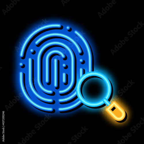 Dactylogram Fingerprint neon light sign vector. Glowing bright icon Dactylogram Fingerprint sign. transparent symbol illustration