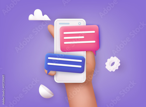 3d Chat bubble. Talk, dialogue, messenger or online support concept.