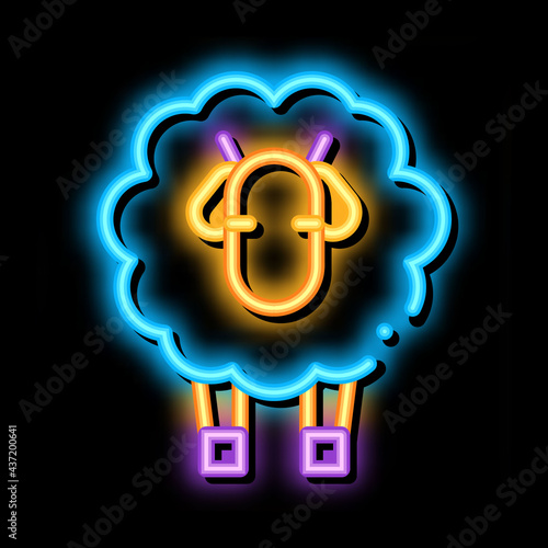 Woolly Sheep Lamb Animal neon light sign vector. Glowing bright icon Woolly Sheep Lamb Animal sign. transparent symbol illustration