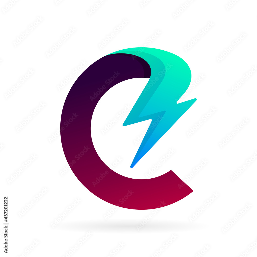 C logo with thunder storm C logo with thunder storm