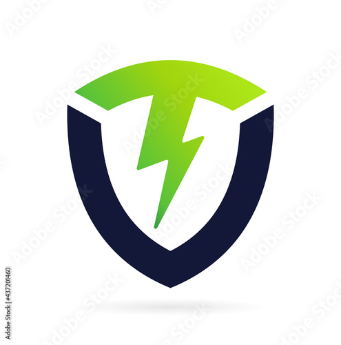 shield logo with thunder symbol