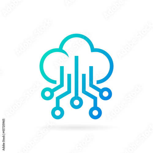 cloud logo with circuit symbol