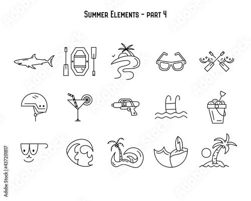 Vector design of various summer symbols. Part 4