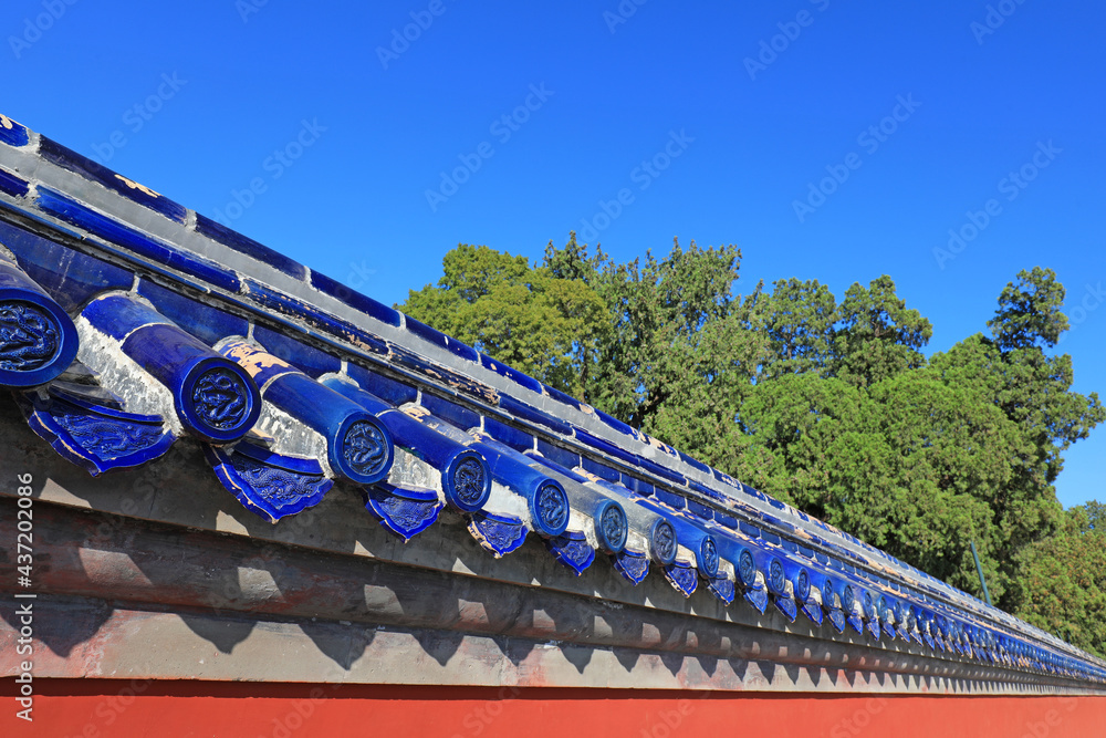 Φωτογραφία Blue glazed tile wall in Temple of Heaven Park, Beijing, China