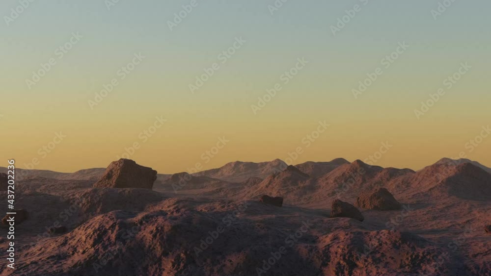 Scene from the red planet mars tonned in yellow color.rocky desert landscape. Scene from the red planet mars tonned in yellow color.rocky desert landscape.