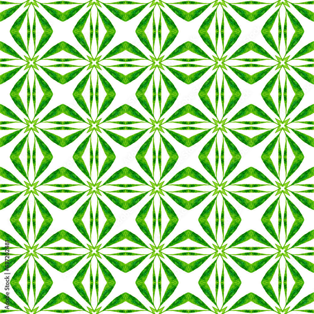 Medallion seamless pattern. Green rare boho chic