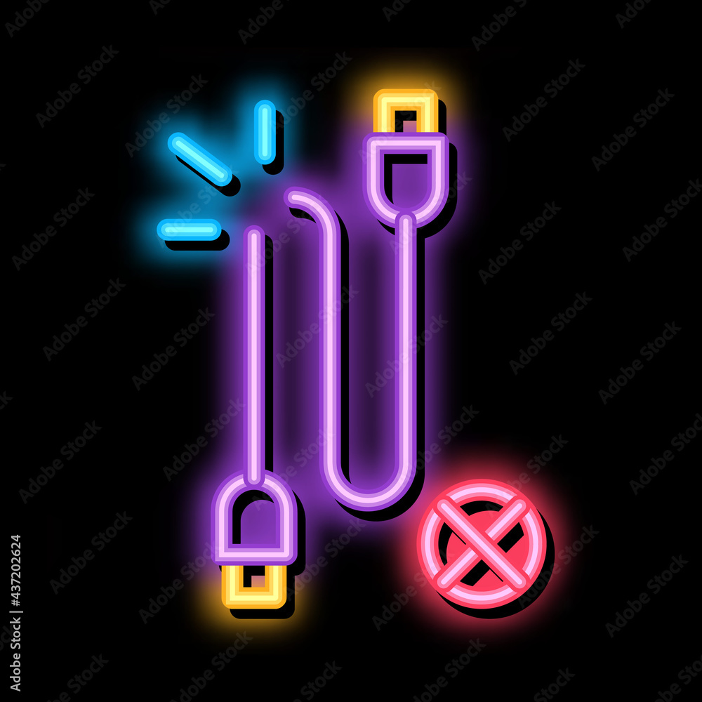 Cable Breakdown neon light sign vector. Glowing bright icon Cable Breakdown sign. transparent symbol illustration Cable Breakdown neon light sign vector. Glowing bright icon Cable Breakdown sign. transparent symbol illustration