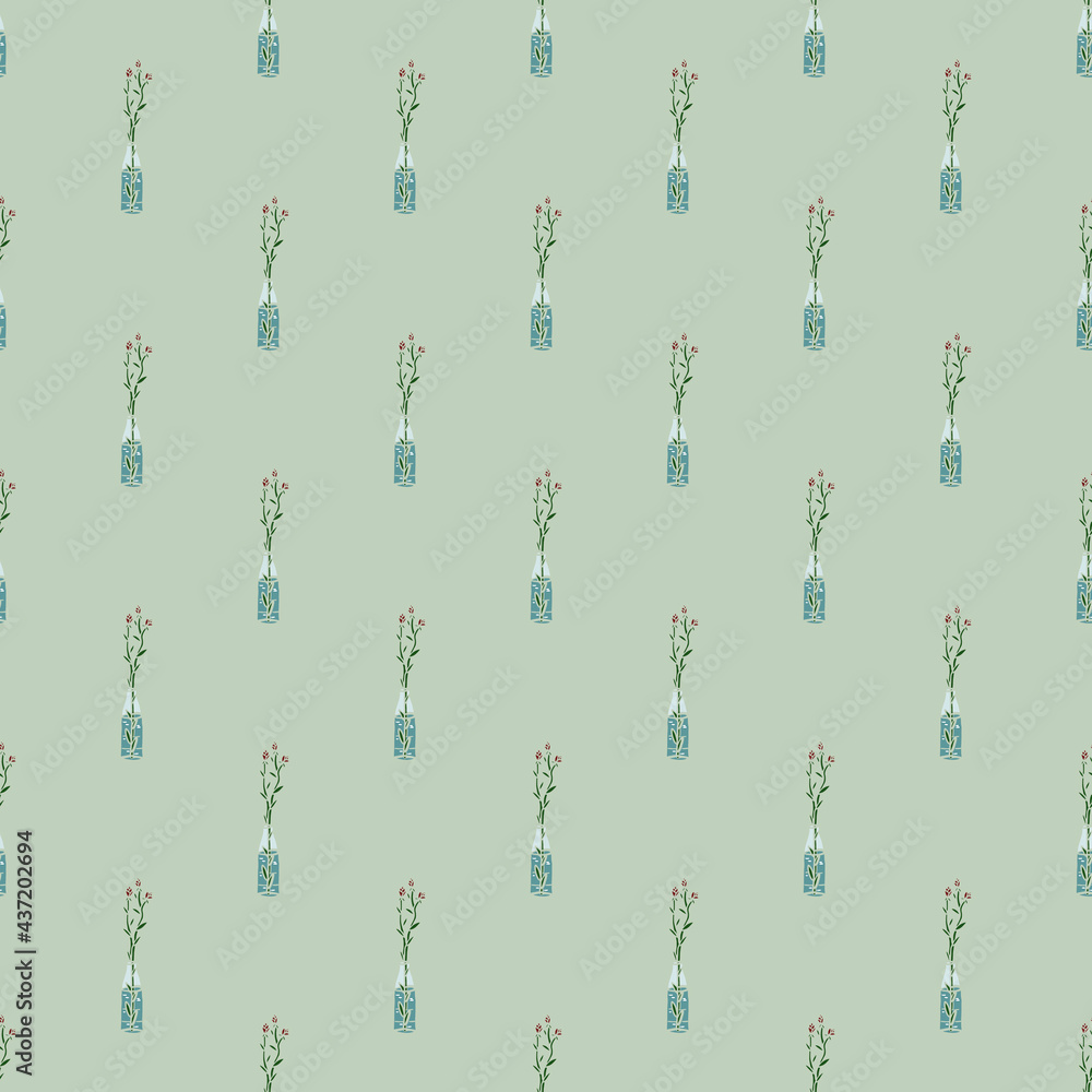 Home flowers semless pattern on green background Home flowers semless pattern on green background