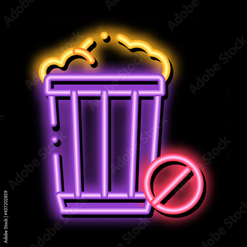 Trash Basket neon light sign vector. Glowing bright icon Trash Basket sign. transparent symbol illustration