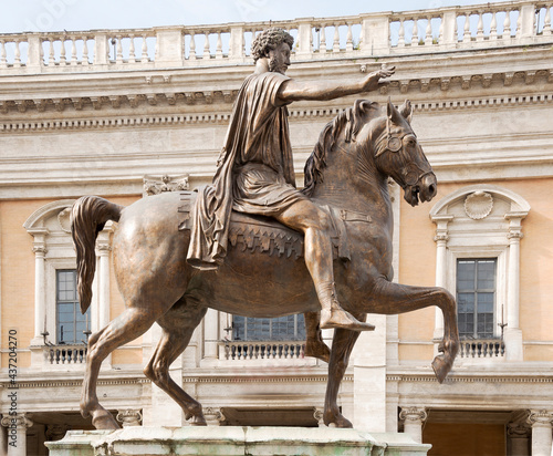 Equestrian statue of Marcus Aurelius on the Capitol Square. Rome photo