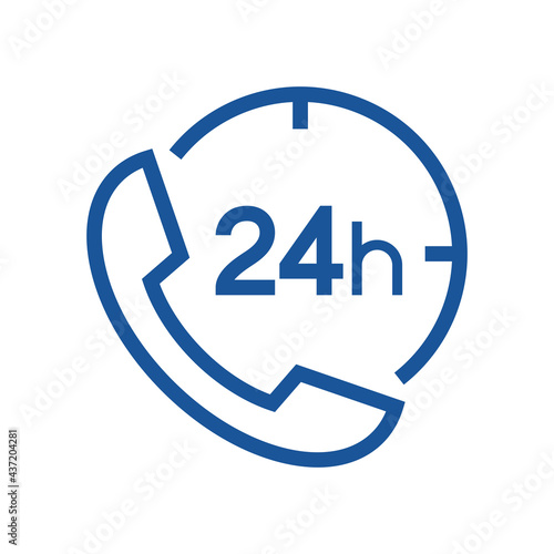 Call center 24 hours icon, Operator customer support symbol, Help center, Technical social support, All day business and service, Vector design illustration