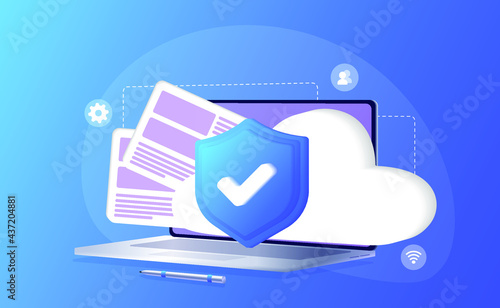 Database with cloud server, Data set, process, classification, database, data analytic and evaluation. Cyber Protection, antivirus. Web development, optimization, user experience. Website page. 