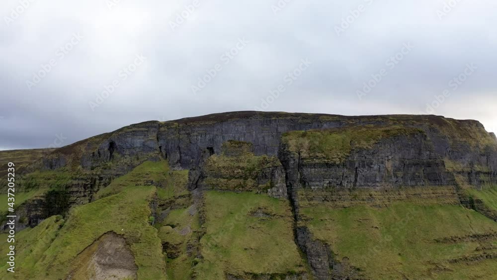 Aerial view of rock formation located in county Leitrim, Ireland called Eagles Rock