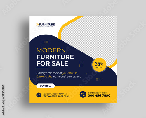 Furniture social media post web banner template