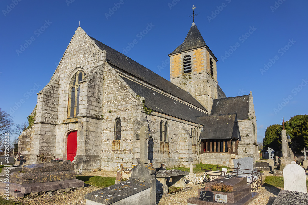 Saint Martin de Blosseville (Eglise Saint-Martin de Blosseville or Eglise Saint-Lezin) - catholic church dates 12 - 16th centuries. Blosseville, Seine-Maritime, Normandy, France.