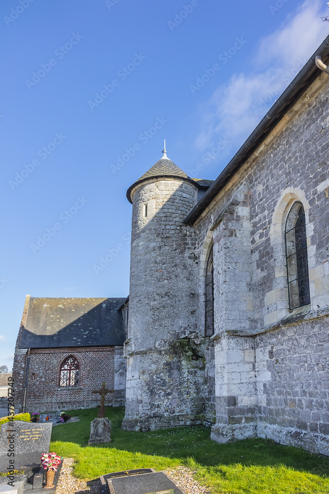Saint Martin de Blosseville (Eglise Saint-Martin de Blosseville or Eglise Saint-Lezin) - catholic church dates 12 - 16th centuries. Blosseville, Seine-Maritime, Normandy, France.