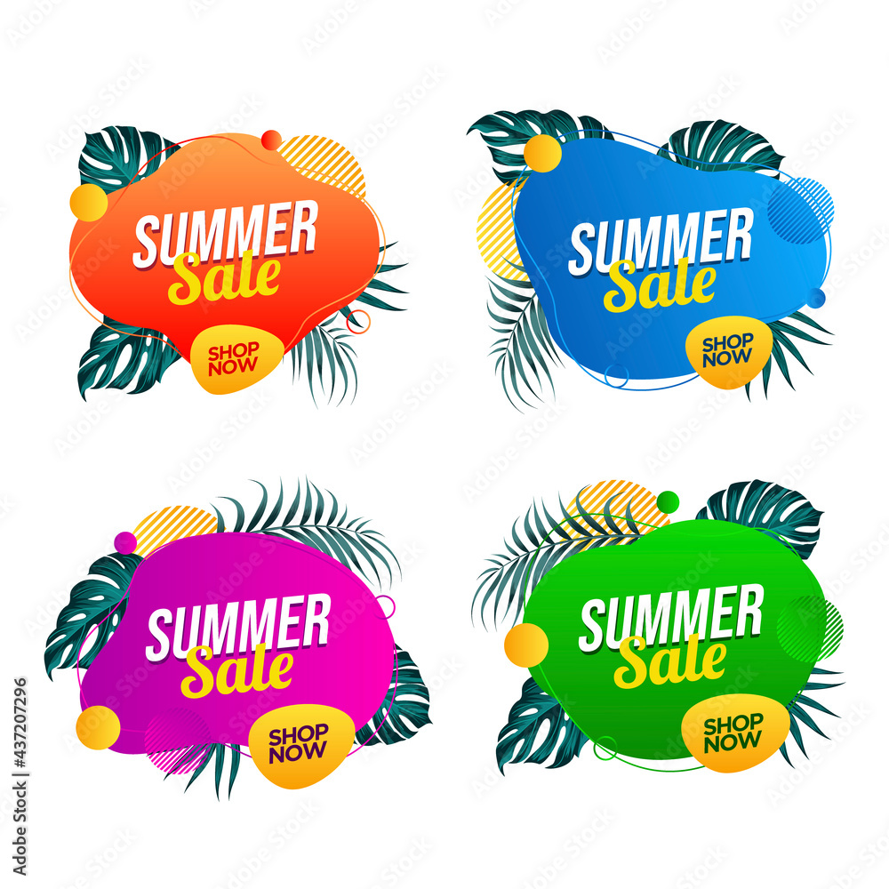 Summer sale banner with leaves Summer sale banner with leaves