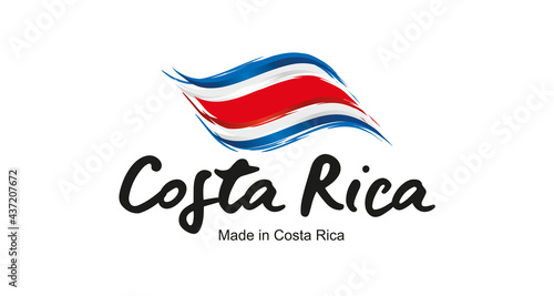 Free Download Made in Costa Rica handwritten flag ribbon typography lettering logo label banner - GFXLoad