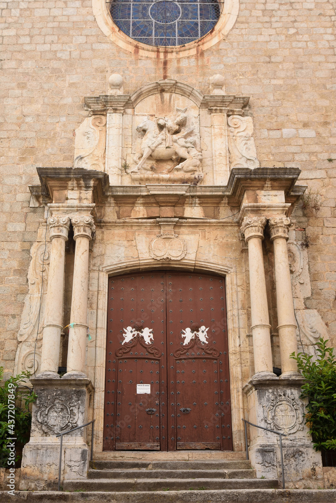 entrance of Sant Marti de Calonge church, Girona province, Catalonia, Spain