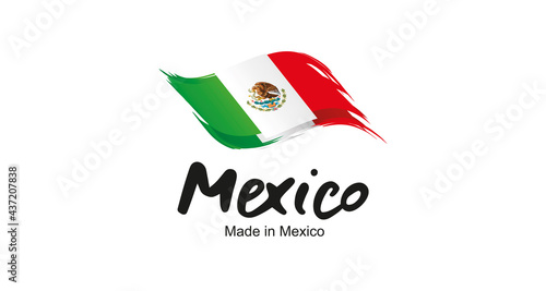 Made in Mexico handwritten flag ribbon typography lettering logo label banner