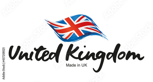 Made in UK handwritten flag ribbon typography lettering logo label banner