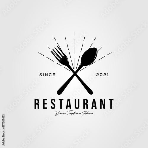 cross spoon and fork restaurant logo vector illustration design