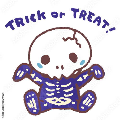 ハロウィンで骸骨人間に仮装する子供のベクターイラスト