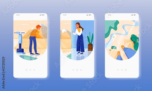 Acrophobia. Anxiety disorder. Fear of heights. Mobile app screens, vector website banner template. UI, web site design.