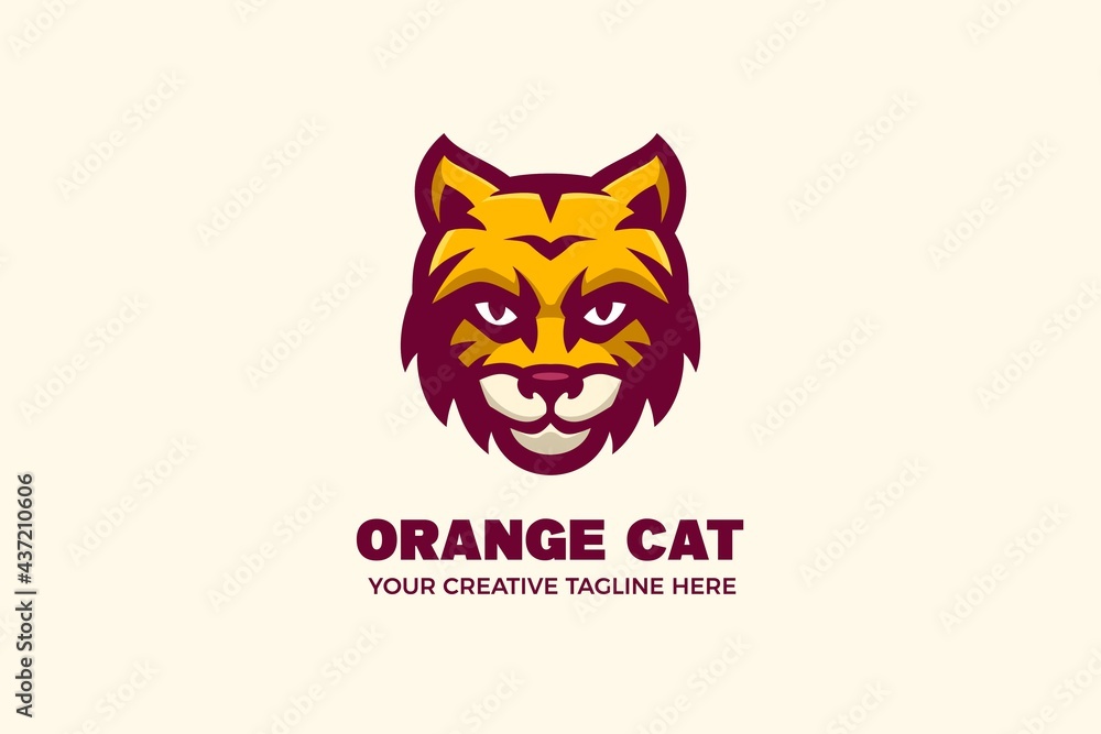 Orange Cat Mascot Character Logo Template