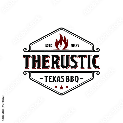 Vintage The Rustic Texas BBQ Logo tamplate