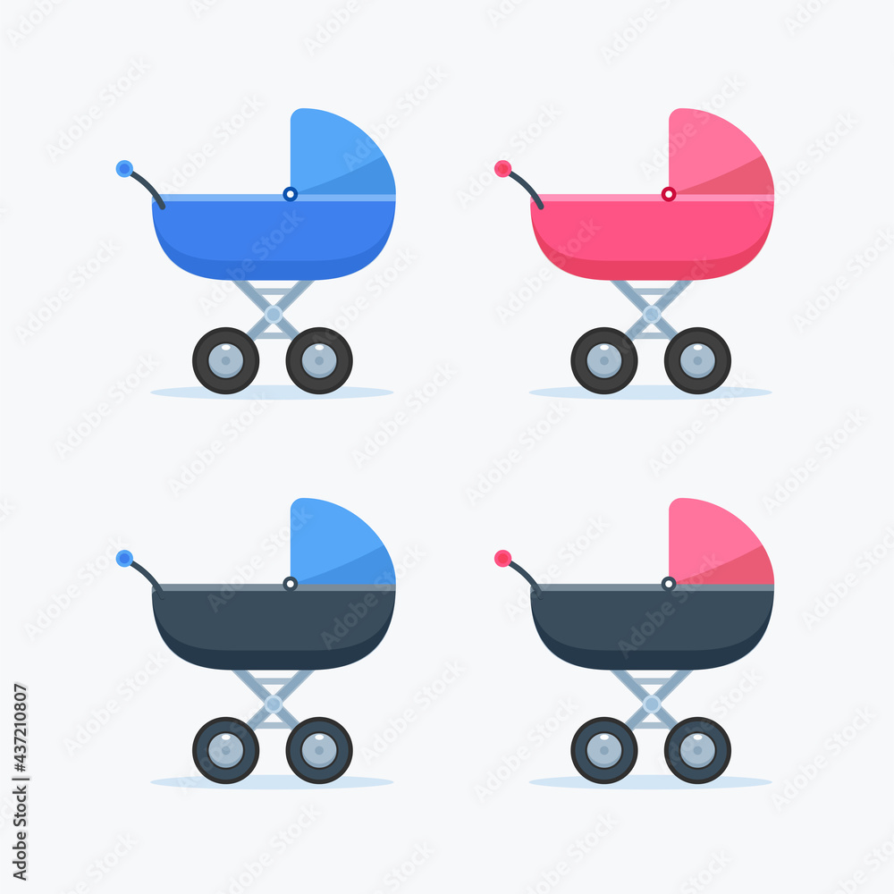 The boy and girl Baby Stroller. Isolated Vector Illustration The boy and girl Baby Stroller. Isolated Vector Illustration